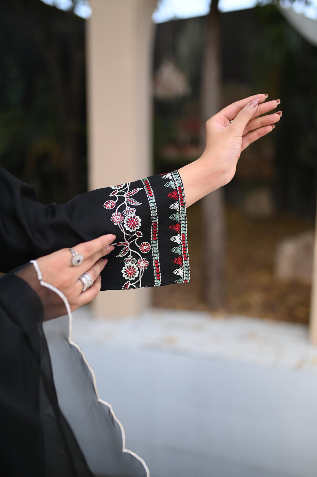 Noiré black silk kaftan by ARSHAÉ, styled view 3