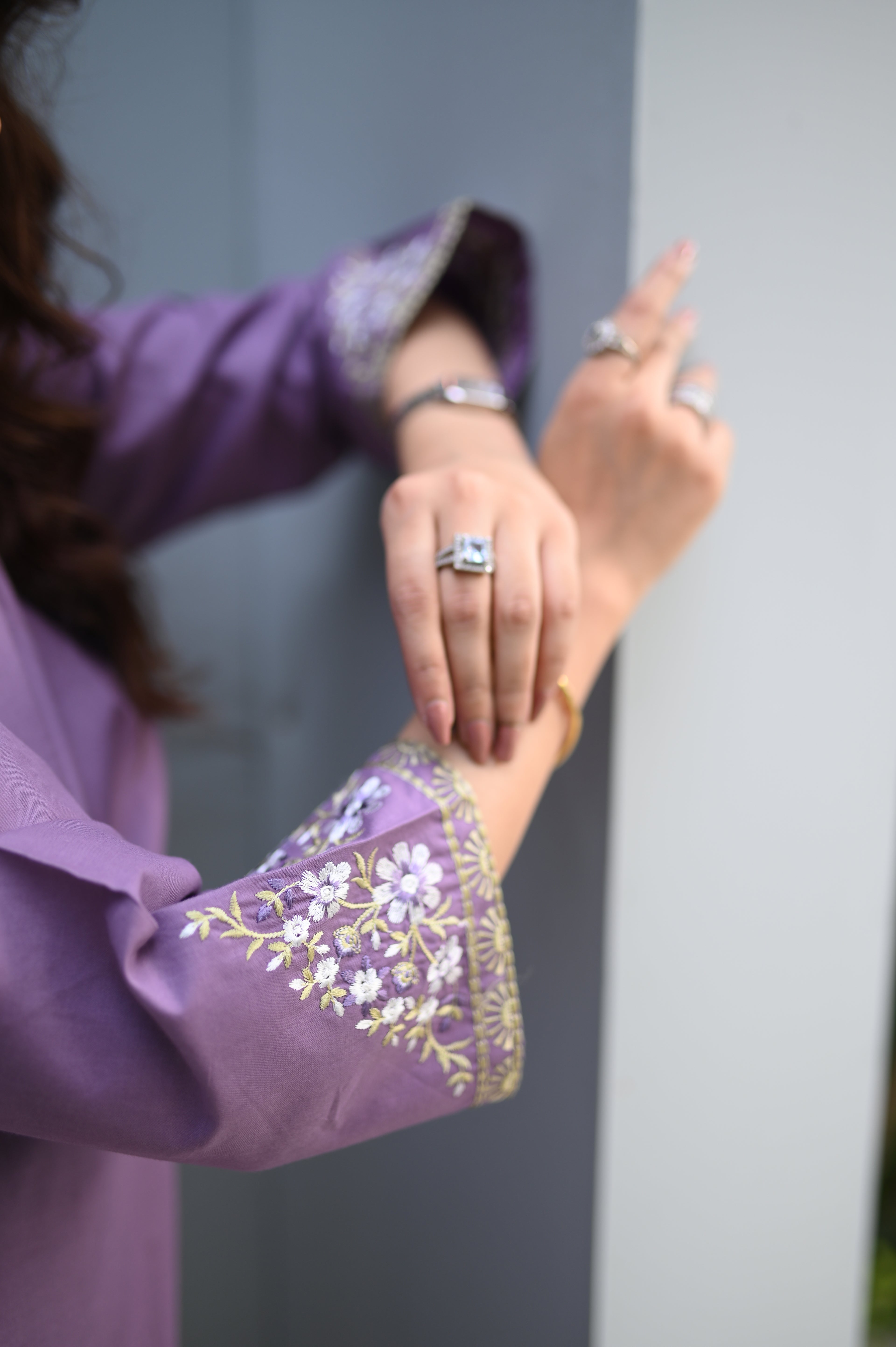 Lylia Bloom lavender cambric three-piece suit by ARSHAÉ, styled view 3